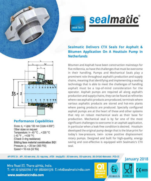 Sealmatic Delivers CTX Seals for Asphalt & Bitumen Application on a Houttuin Pump in Netherlands